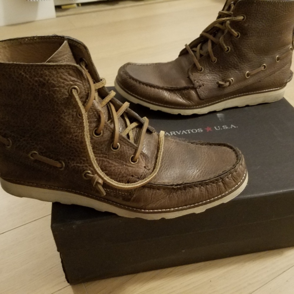 John Varvatos Men's Brown Leather Boat Boot - Sz 8